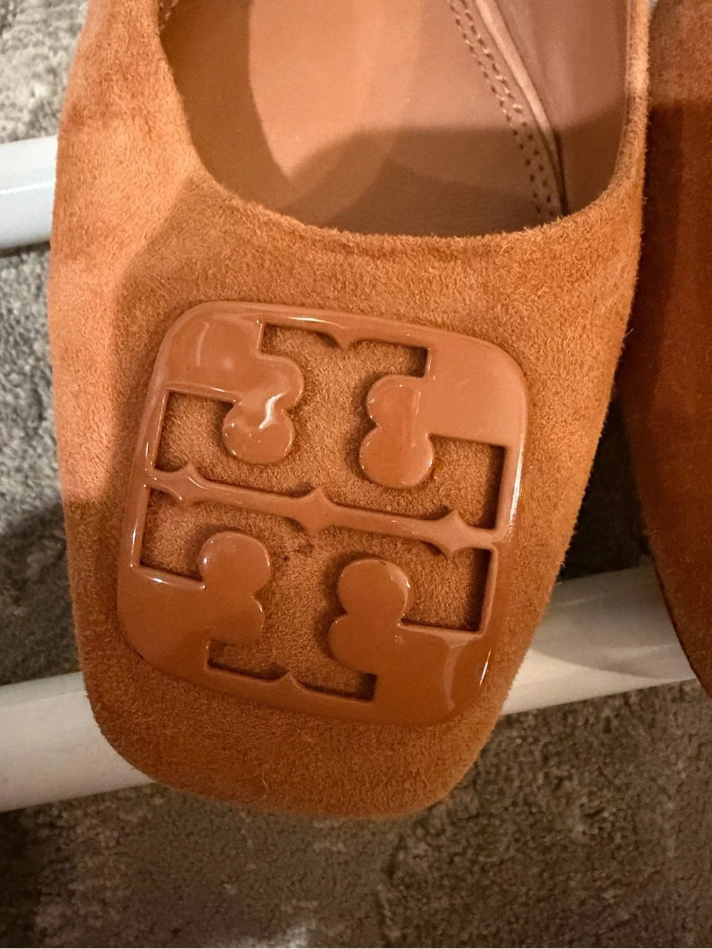 Tory Burch Chestnut Suede Georgia Square-Toe Ballet Flats size 7